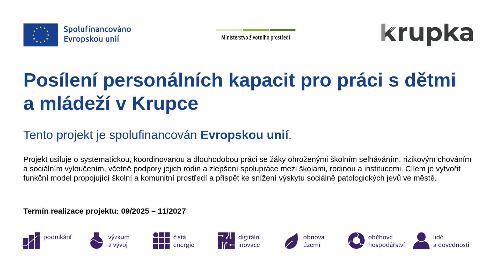 Posílení personálních kapacit pro práci s dětmi a mládeží v Krupce